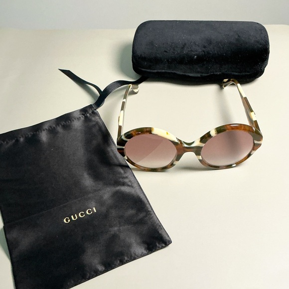 Gucci GG0797S Round Oval Marble Lens Sunglasses 54mm - Picture 7 of 10